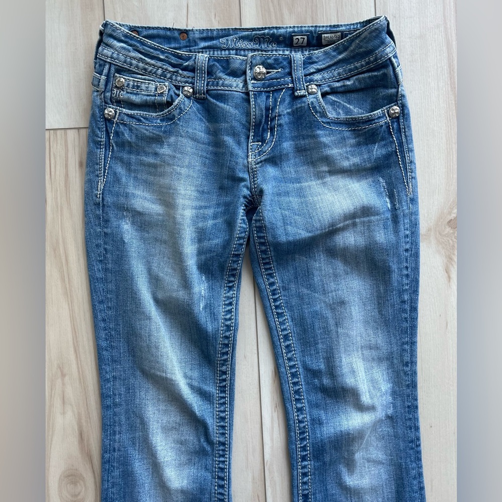 Miss Me Low Rise Y2K Rhinestone Embellished Bootcut Jeans - Picture 5 of 13